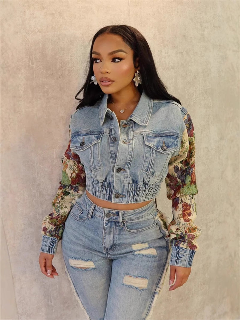 Print Color Fashion Denim Coats YRST T197