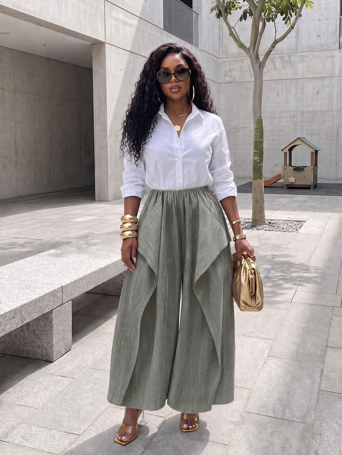 Solid Color Loose Wide Leg Pants GHYX TXY5504