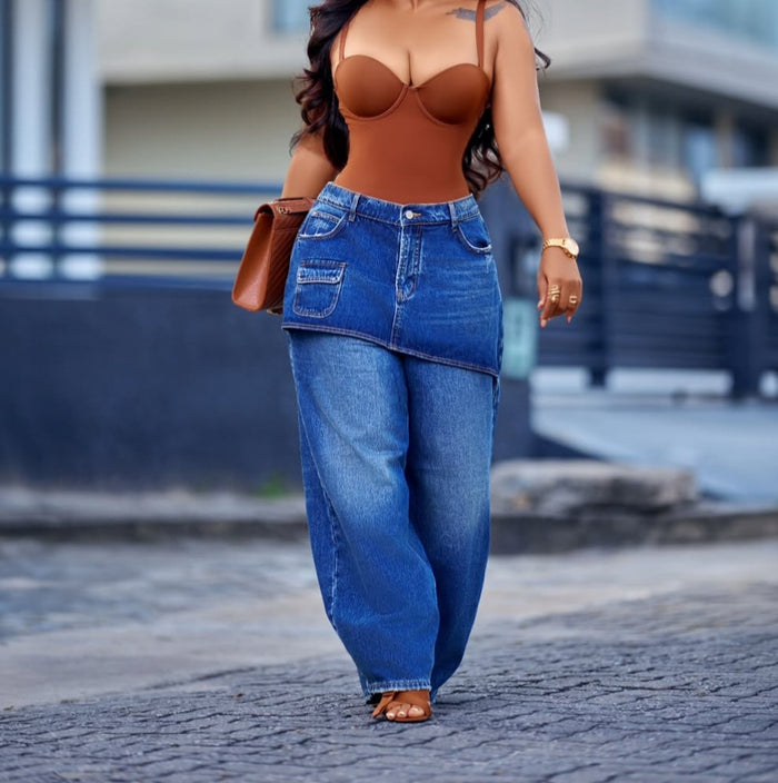 Fashion Denim Faux Two