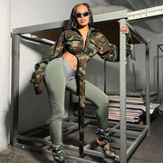 Camouflage Print Sexy Waistless Irregular Coat GNZD 7978TG