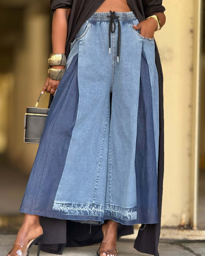 Contrast Color Loose Denim Jeans GYLN 8306