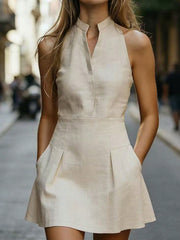 Sleeveless Solid Color Mini Dress GXIY K26L2774