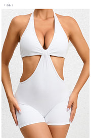 Sexy Halterneck Hollow Out Romper GQSA VC12