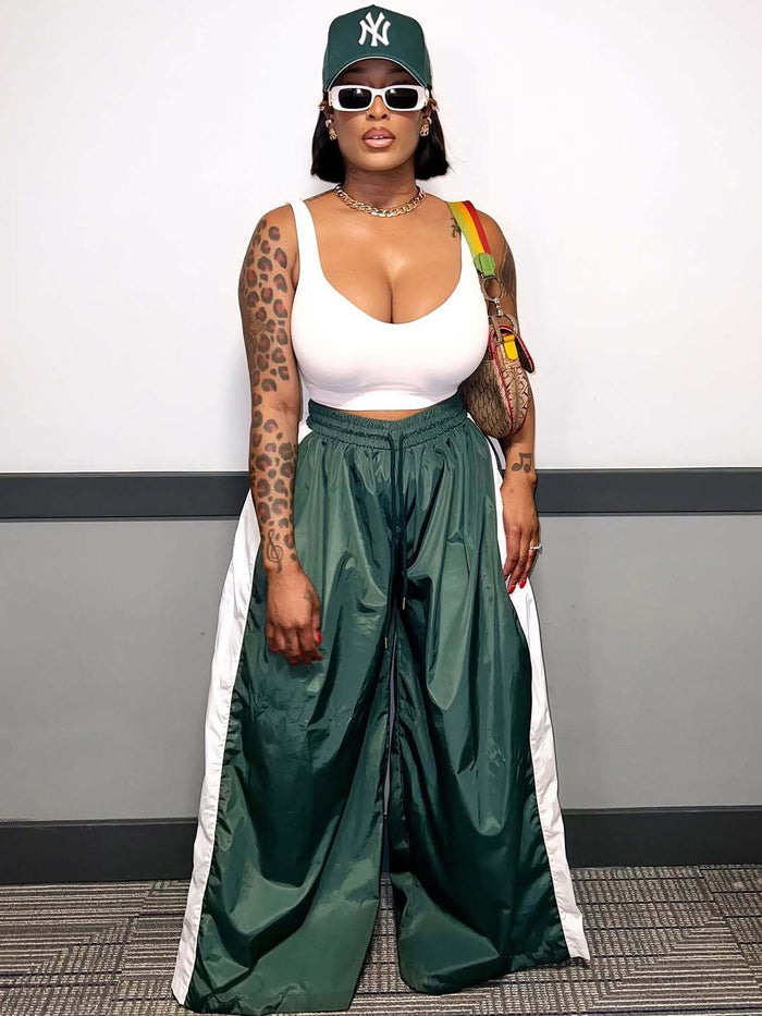 Casual Solid Color Drawstring Wide Leg Pants BGN 364