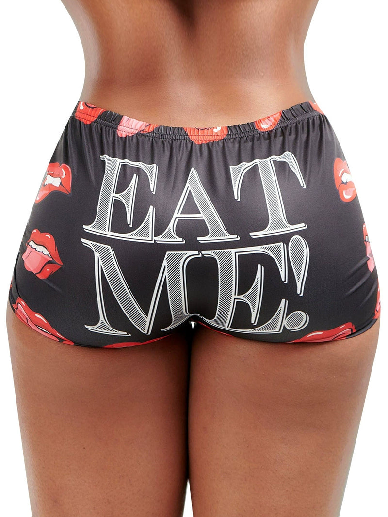Letter Print Tight Short QYMF 3057