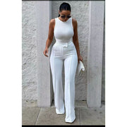 White High Waist Straight Pants QOUY M6001