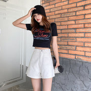 White Fashion Loose Denim Shorts GKNF TS2010