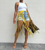 Solid Color Tassel Decorative Skirt Without Jeans HMS 5590