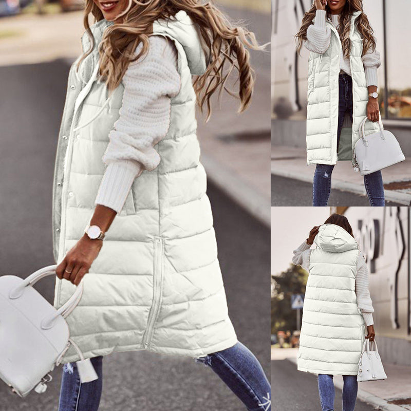 Plus Size Solid Hooded Single Breasted Cotton