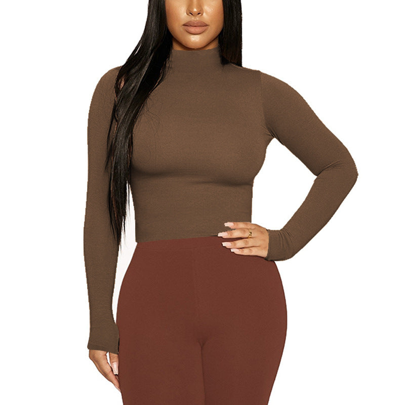 Half High Neck Long Sleeve Bottom Top GZJF 2591