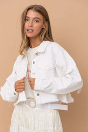 Tassel Raw Edge Denim Jacket GYAN 613