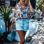 Plus Size Bat Sleeve Loose Print Shirt GQIF 0429