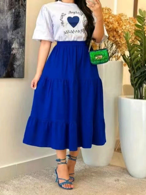 Plus Size Casual Loose Cake Half Body Skirt AWE 6301