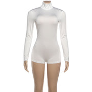 Solid Color Long Sleeve High Collar Romper GZJQ K25Q84138