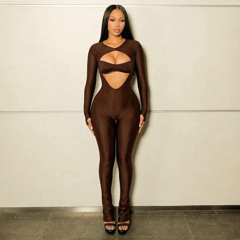 Hollow Out Long Sleeve Jumpsuit MXBF Y26JP311