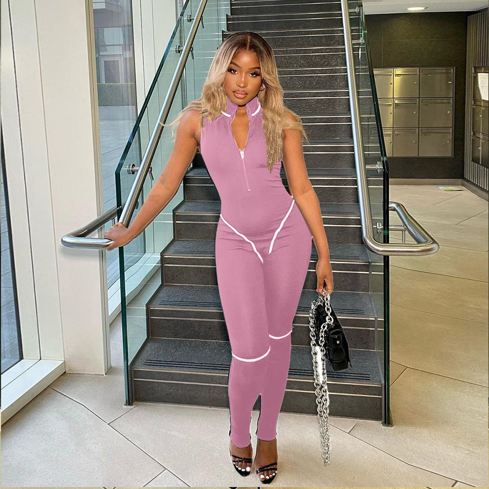 Sexy Sleeveless Zipper Jumpsuit MDF 5300