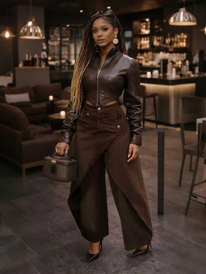Irregular High Waist Wide Leg Pants SH S391529