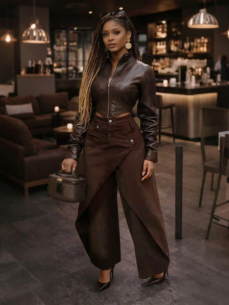 Irregular High Waist Wide Leg Pants SH S391529