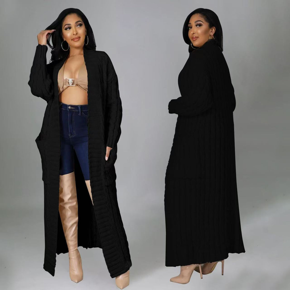 Solid Color Long Sleeve Thicken Sweater Coats OD 7007