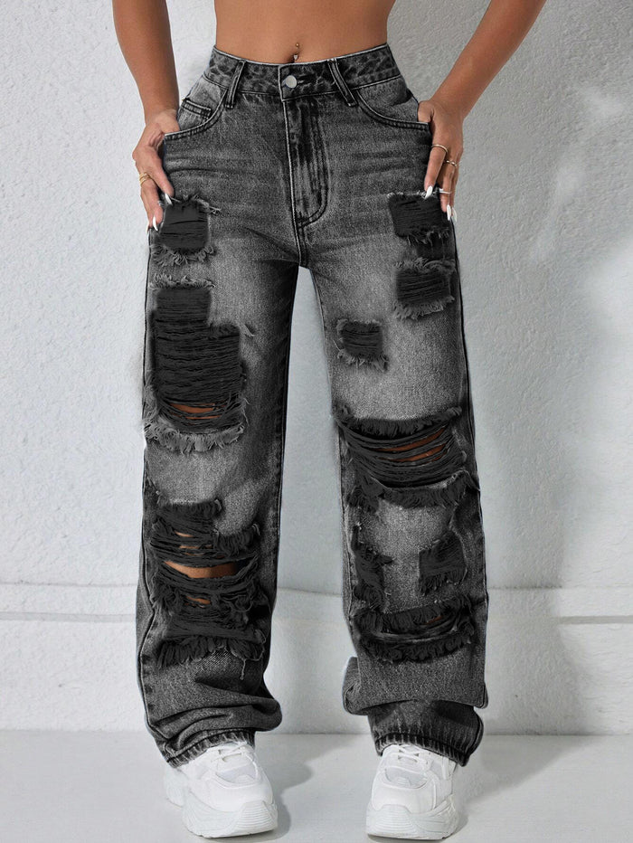 Casual Holes Straight Jeans GYXN 16215