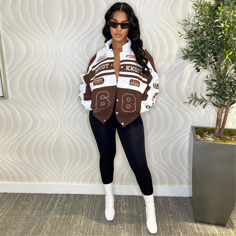 Letter Print RemovableI Jacket Coat V W8427