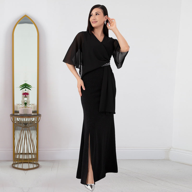 Hot Drill Chiffon Slim Maxi Dress BY 7372