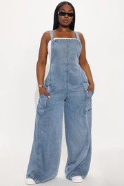 Fashion Washed Denim Loose Jumpsuit LX 6076