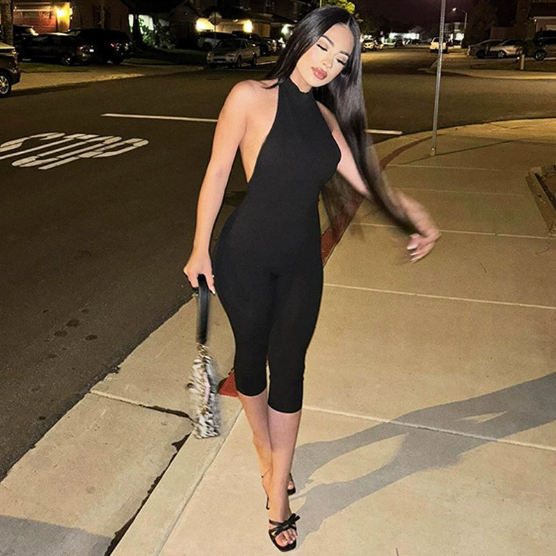 Sexy Backless Sleeveless Solid Seventh Jumpsuit YWXS P5218506X