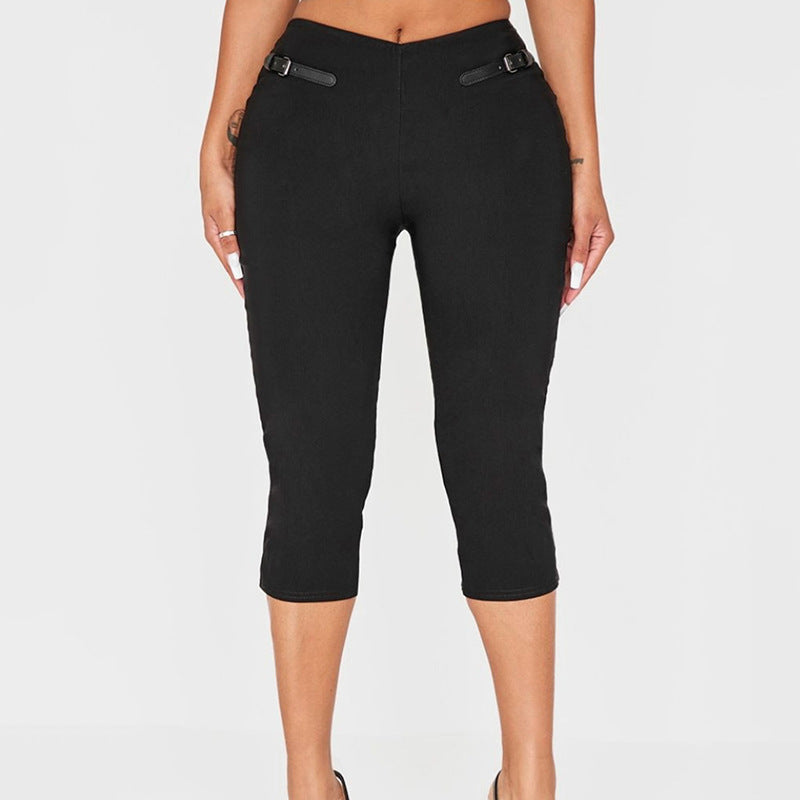 Slim Leather buckle Casual Trousers GDSF J25PT236