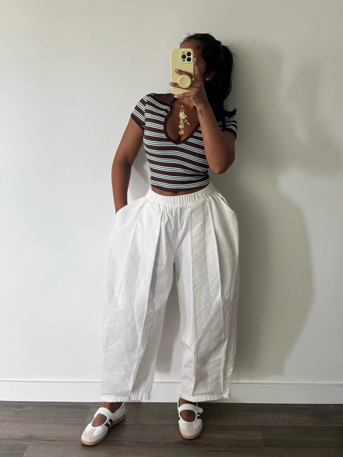 Solid Color Pleated Casual Loose Pants SH 391656