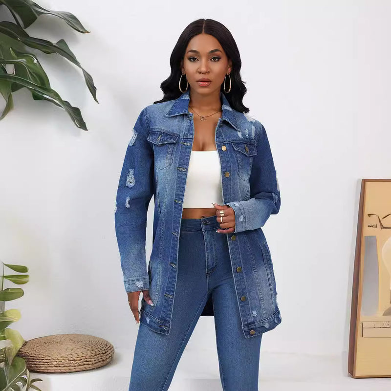 Washed Fashion Ripped Denim Jacket GKNF TSC 814