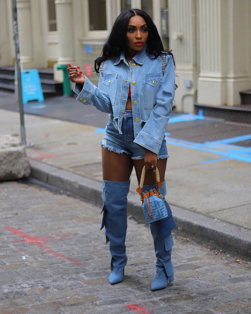 Long Sleeve Irregular Denim Jackets TE 4740