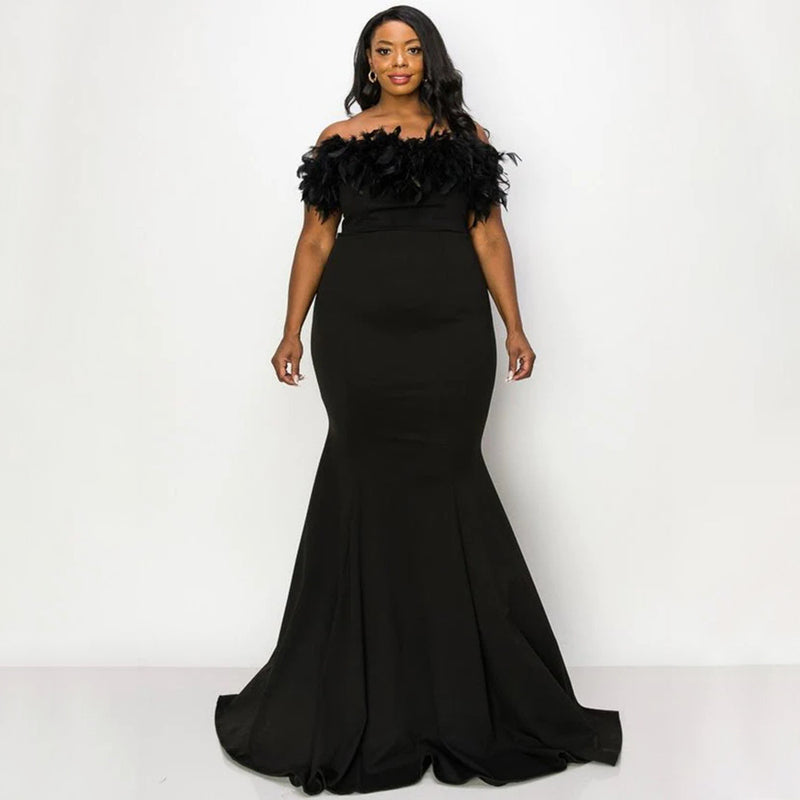 Plus Size Sexy Off shoulder Slim Elegant Maxi Dress NNWF 7781