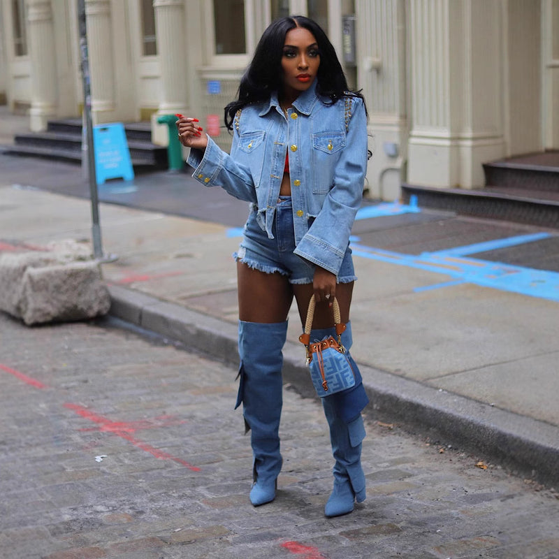 Fashion Irregular Long Sleeve Denim Jackets TE 4709