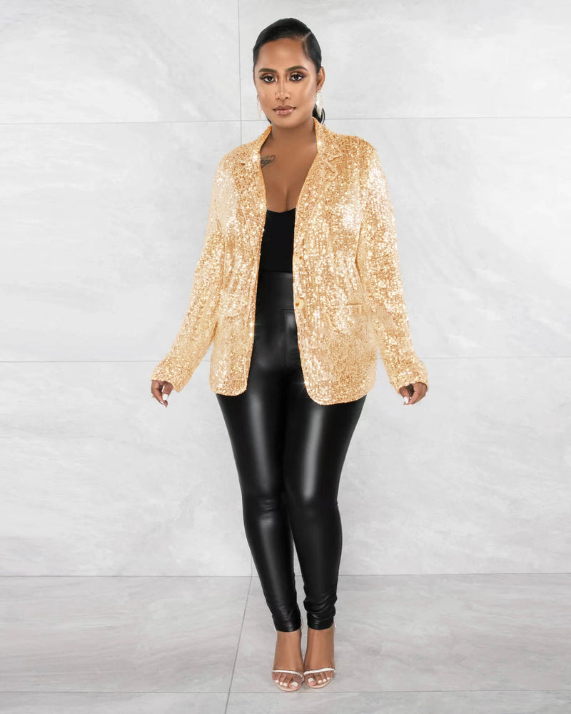Casual Sequin Long Sleeve Blazer Coat TR 1280