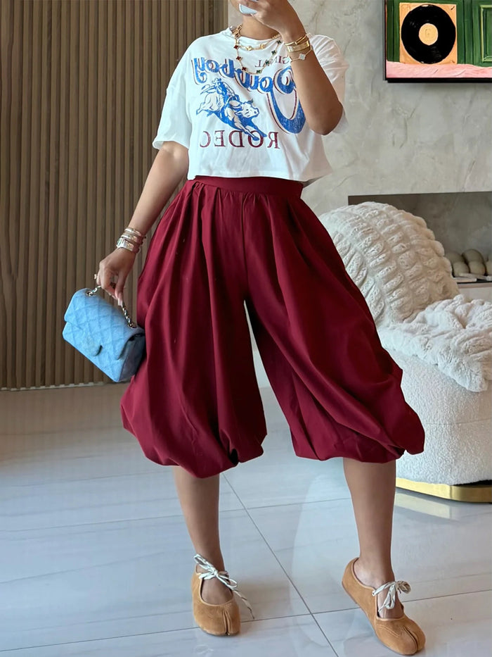 Solid Color Loose Lantern Pant CH 26038