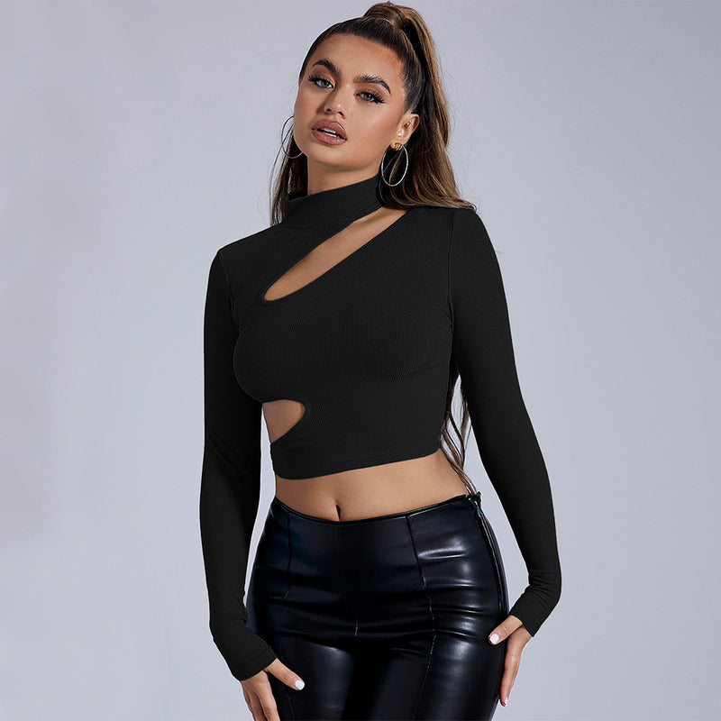 Solid Color Hollow Out T Shirt GYSQ CTDJ1840