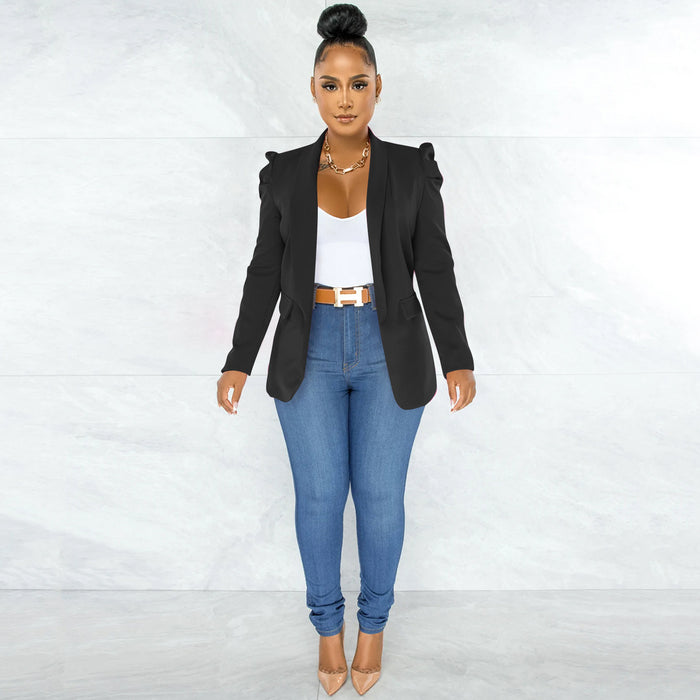 Solid Color Ruched Sleeve fashion Blazer BGN 0005