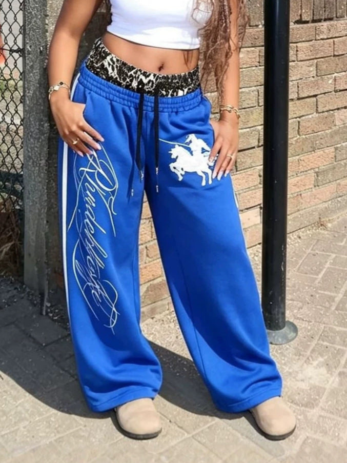 Leopard Patchwork Letter Embroidery Pants GYLN 3005