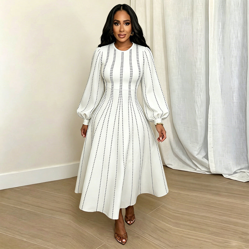 Long Sleeve Print Maxi Dress GQLK 6681