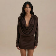 Casual Long Sleeve Ruched Mini Dress GSZM C26DS337