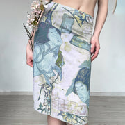 Retro Print Mid Skirt GPKJ MR49298