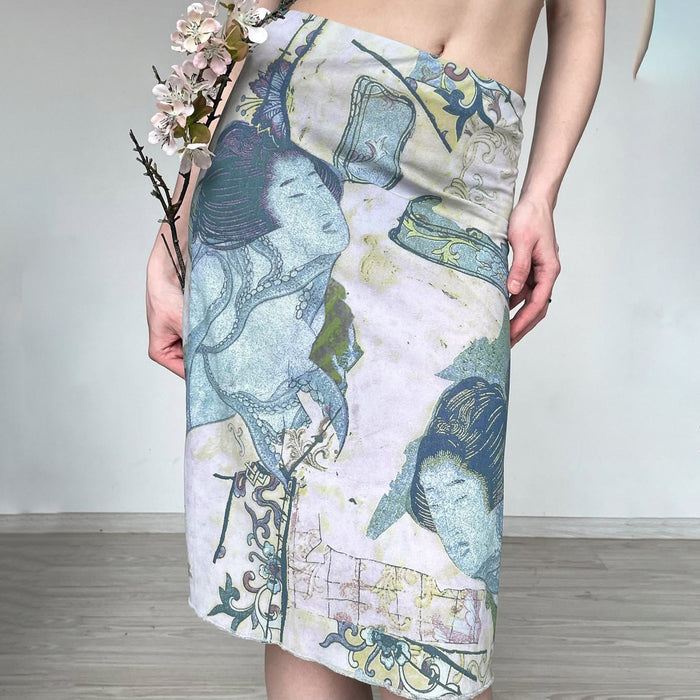 Retro Print Mid Skirt GPKJ MR49298