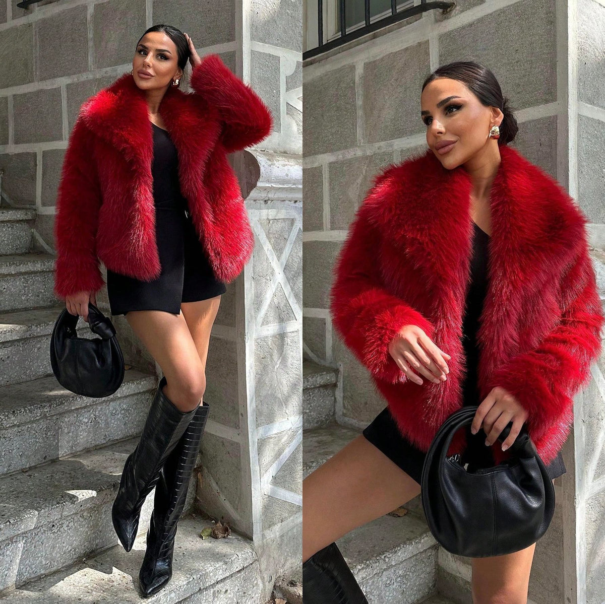 Faux Fur Collar Long Sleeve Short Jacket SH 391330