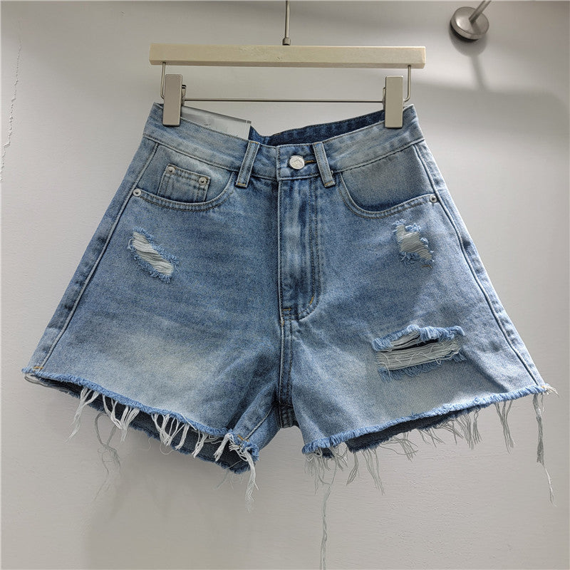 Holes Raw Edge Denim Shorts GZYN R9117