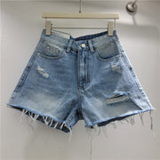 Holes Raw Edge Denim Shorts GZYN R9117