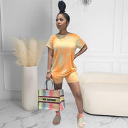 Casual Sports Tie Dye Short Sleeve Shorts Two Piece Set GOSD OS6074