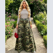 Plus Size Camouflage Print Wide Leg Jeans GAKF 60602