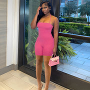 Solid Color Backless Halterneck Romper LM 8432