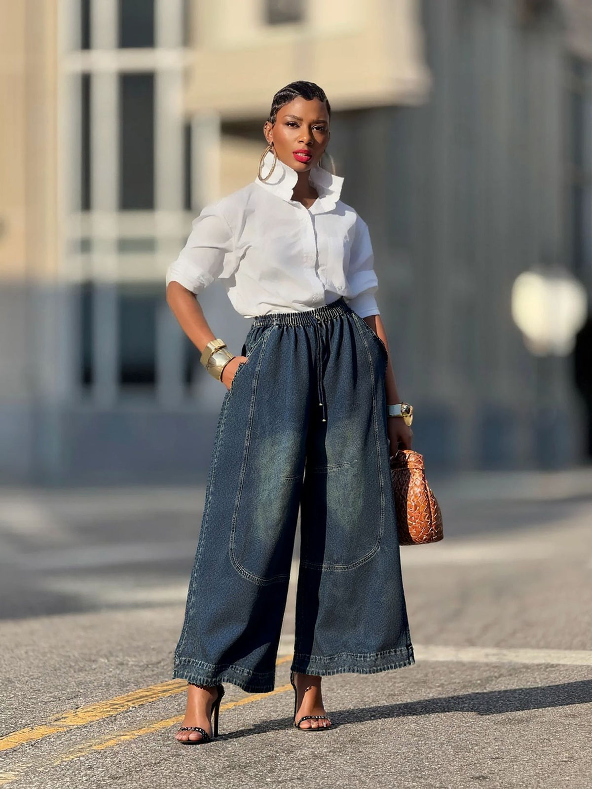 Retro Denim Loose Wide Leg Jeans GYLN 2530